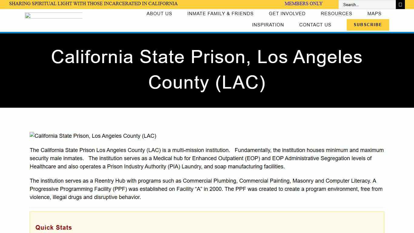 California State Prison, Los Angeles County (LAC) – Light in Prison